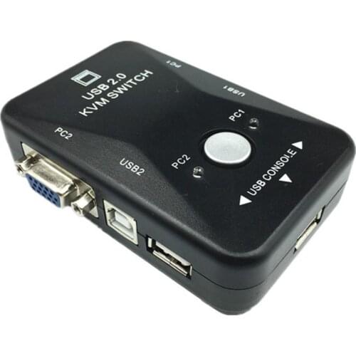 2 Ports USB KVM Switch Box USB 2.0 KVM Switcher for Mouse/Keyboard/Printer/VGA Video Monitor 1920x1440 USB Power USB Hub