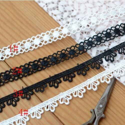 2 Meters Width 1.1cm Black White Embroidered Lace Trim Ribbon Water Soluble Lace Fabric DIY Clothing Necklace Sewing Materials
