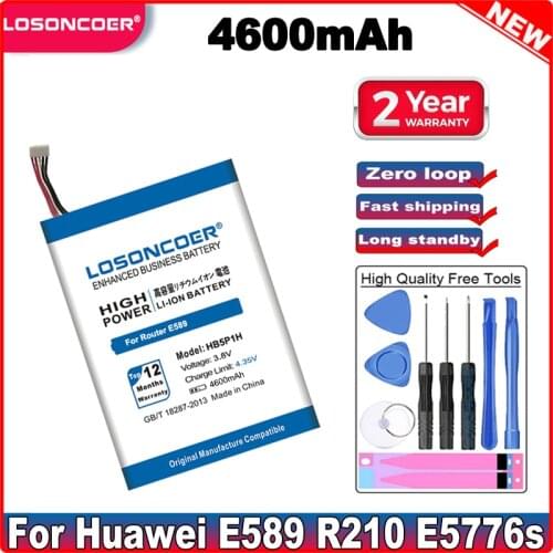 LOSONCOER 4600mAh HB5P1H Mobile Phone Batteries For Huawei LTE E5776s E589 R210 Router 22/32/501/601/860/922 FDD Battery