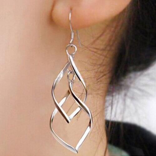 Trendy Geometric long Twisted Rhombus Dangle Earrings Women Jewelry Gift
