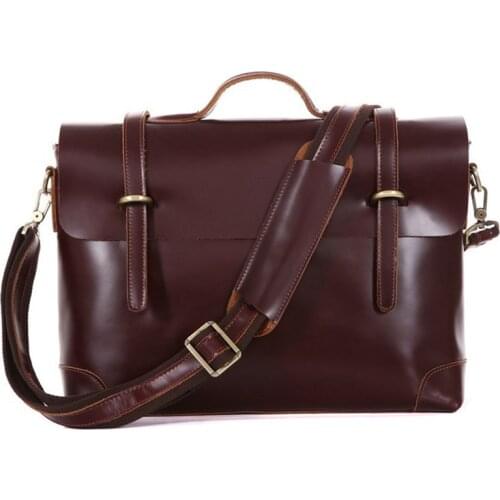 2020 Men Bag Mens cow Leather Bag Laptop Briefcase Bag Brand Bags Shoulder Strap Bag For Documents With Shoulder Starp Wine Red