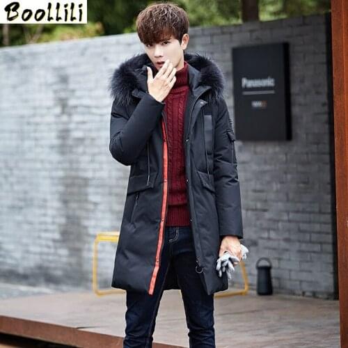 Boollili Big Fur Collar Winter Down Jacket Men Long Thick Korean Coat Mens Winter Jackets Parka Casaco Masculino Inverno