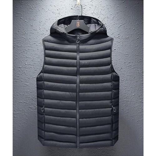 2020 Mens Vest Autumn Winter New Down Cotton Vest Casual Waistcoat Mens Sleeveless Jacket Warm Overcoats Hat