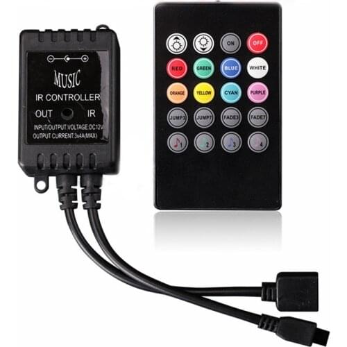 DC 12V IR20 key music controller lights strip infrared colorful control LED voice-activated audio 4-type modes RGB GRB BRG