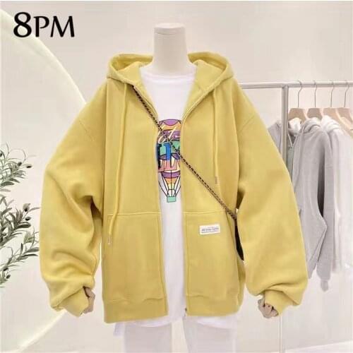Autumn Winter Hoodies Women Solid Sweatshirt Casual Tracksuit Long Sleeve Female Pullover Loose Tops Coat ouc1156