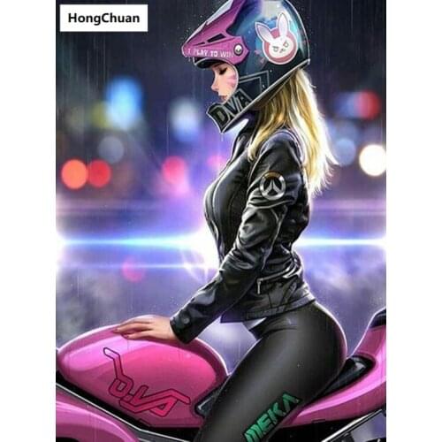 Motorcycle girl full-width square round 5d diy diamond painting diamond mosaic crafts diamond embroidery rhinestone decoration