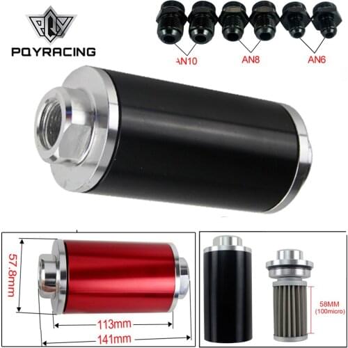 PQY - ID:58MM Universal Fuel filter with 2pcs AN6/AN8/AN10 adaptor fittings with 100micron steel element PQY5573