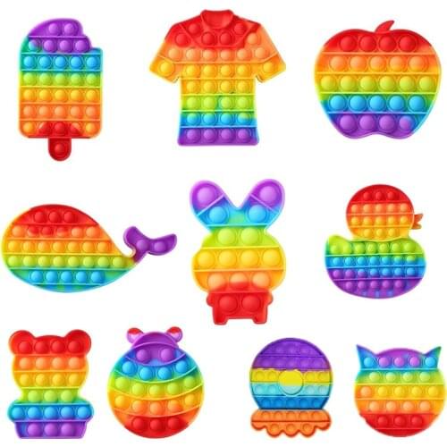 Rainbow Push Bubble Sensory Autism Relief Stress Child Adult Fidget Toy Push It Bubble Antistress Adult Children Sensory Toy