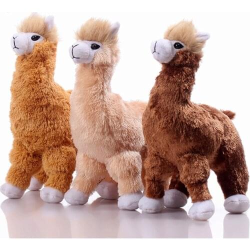 Fancytrader Realistic Alpaca Plush Toy Decoration Props Simulated Plastic&Fur Alpaca Doll 30cm 3 Colors