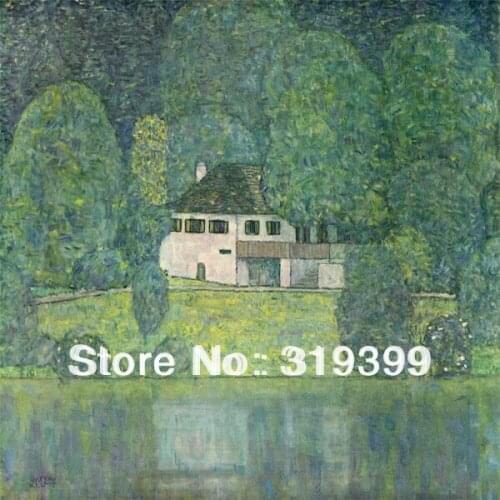 Gustav Klimt Oil Painting reproduction on Linen Canvas,Litzlberg on Lake Attersee by gustav klimt,Free fastship,Handmade,Museam
