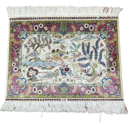 Seeykeep™ 1.8x1.3ft 500Lines Rectangle Pure Silk HandknottedStunning Pictorial Garden Of EDEN Collectables Rug-SK3036192