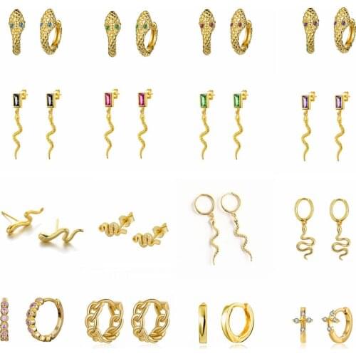 Simple Gold Silver color Round Earrings 925 Sterling Silver Small Hoop Earrings for Women Chain /Snake Circle Earrings Jewelry