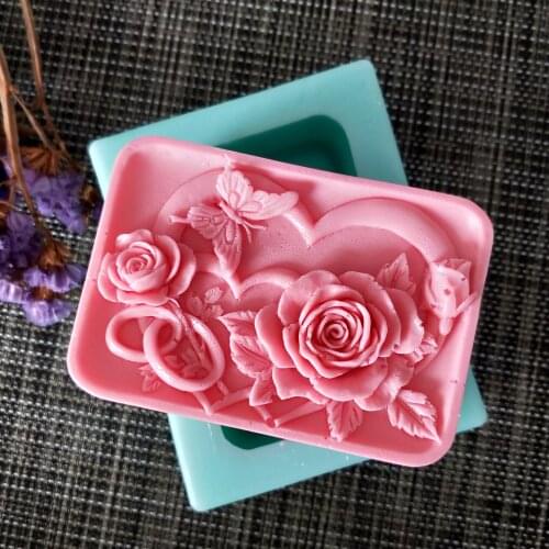 Butterfly Flower Soap Silicone Mold Gypsum Chocolate Candle Candy Mold Clay Resin HC0125 PRZY Heart Rose Moulds Eco-friendly