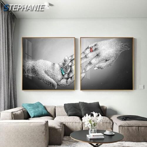 Modern Minimalist Lover Poster Black and White Print Abstract Art Wall Pictures for Living Room Nordic Lines Art Canvas Painting