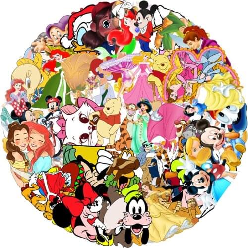 56 Pcs/set Disney Mickey mouse Stickers Cartoon Anime Donald Duck Multifunctional Stick Notebook Graffiti Waterproof Sticker