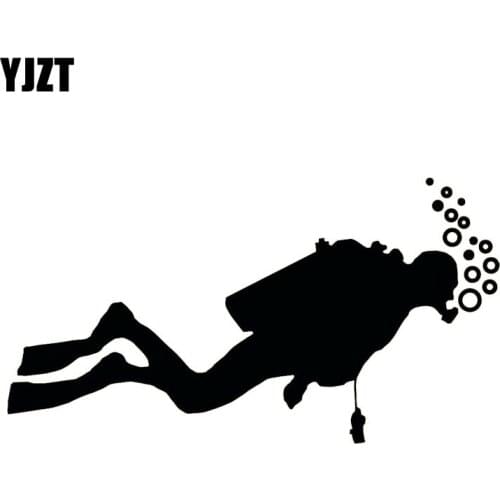 YJZT 17.4M*9.5CM Diver Diving Ocean Sea Extreme Sport Sticker Decorate Car Trunk Vinyl Decal Black/Silver C31-0140