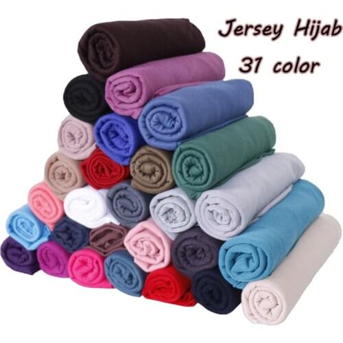 2019 women plain bubble cotton jersey scarf Head hijab wrap solid color headband shawls foulard femme muslim hijabs store