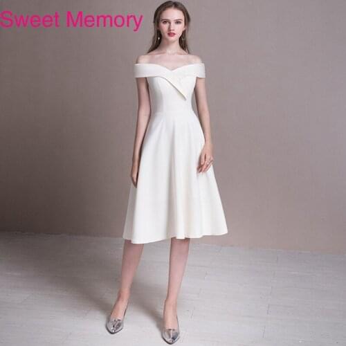 White Evening Dresses M100 Sweet Memory Women New Boat Neck Celebrity Sexy Wedding Party Prom Dress Robe De Soriee