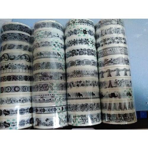 1PCS cartoon black&white adhesive Tape Black White set Scrapbooking DIY Sticker Decorative Masking Tape Lot 10m