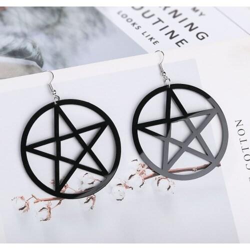 10Pairs Big Black Pentagram Acrylic Hanging Dangling Earrings Women Unusual Deaign Bijoux Classic Large Star Ear Jewelry Brincos