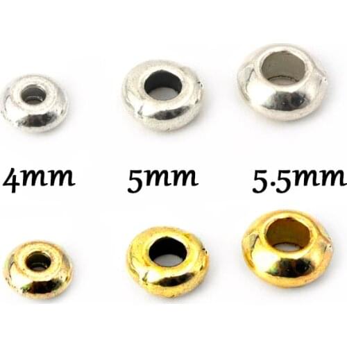 100pcs 3 Sizes Tibetan Silver Gold Metal Big Hole Circle Spacer Loose Beads For Jewelry Making Finding Accessories Wholesale