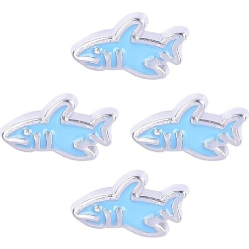 20Pcs/lot Sea Shark FloatingMemory charms Finding Glass Locket Gift Jewelry Wholesale
