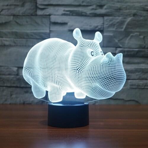 Hippo Animal 3d Lamp Usb Touch Christmas Evening Stereo Vision led Lamp Childrens room decoration 3D night light
