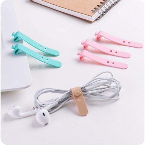 HOT 4Pcs Silicone Strap Hook Loop Cable Wire Wrap Tie Tidy Organiser Fb32 Earphone Cord Winder Wrap Organizer Cable USB Cable