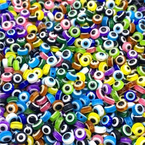 50Pcs 8/10mm Oval Beads Evil Eye Resin Spacer Beads for Jewelry Making DIY Bracelet Beads Accessories