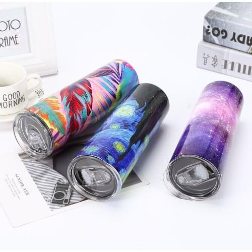 500ml Large Capacity Vacuum Double-layer Straight Body Cup 304 Stainless Steel Thermos Cup With Transparent Cover Gift Cup Cold