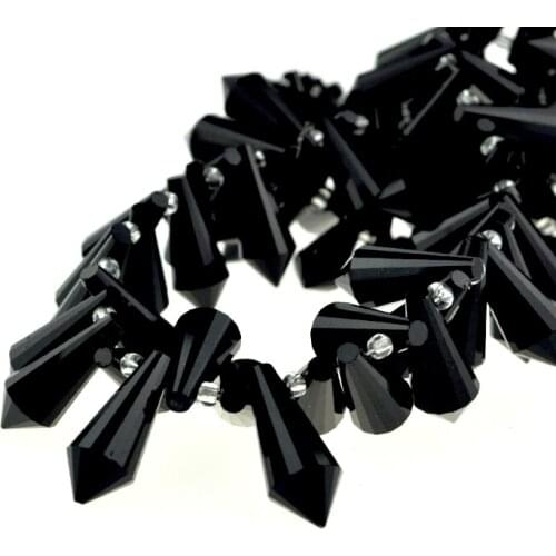 500pcs high quality tear drop crystal beads black color glass loose beads jewelry findings for necklace making size 8x20mm