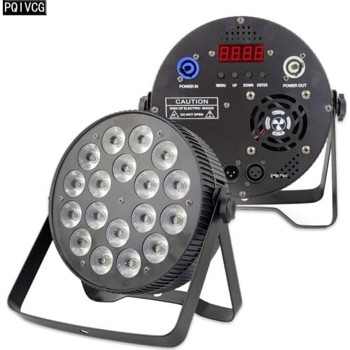 New !Aluminum Alloy 18x18w Led Par Light RGBWA UV 6in1 Flat Par Light DMX512 Wash Wall Lamp