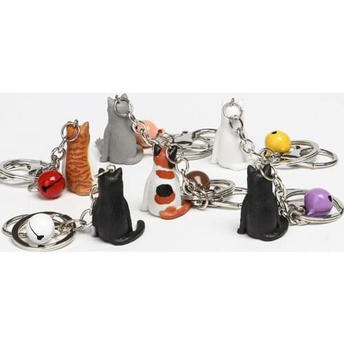 Cute Cat Keychain Figures for Women Bag Cat Pendants Necklaces Keychain Decoration Amusing Home Party Favors Pendant Toys Set