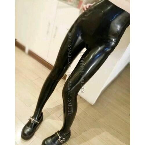 High-waisted trousers black latex stretch panties with feet what is made of 0.4mm thickness natural & flexible latex materials