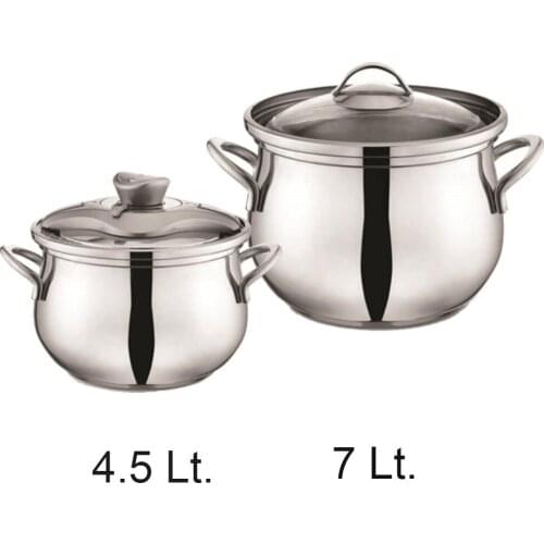 Pressure Cooker Set 4.5 & 7 1liter Changeable Covers Stainless Steel 18/10 Cr-Ni Made in Turkey