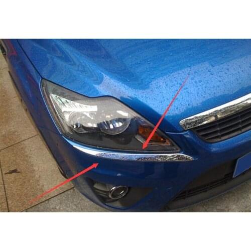 For Ford Focus 2 2009 2010 2011 ABS Chrome Front Headlight eyebrows Trim cover Head Lights Decoration Protector Accessories 2pcs