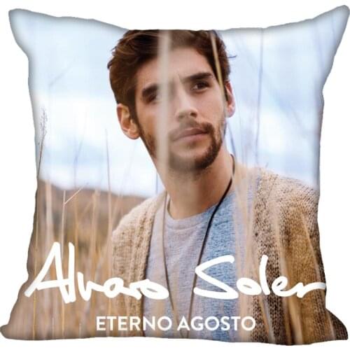 Spain Pop Singer Alvaro Soler Pillowcase Satin Fabric Pillow Cover Square Zipper Pillow Cases Home Office Wedding Decorative