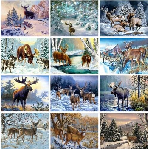 Canvas Size 5D Diamond Painting Deer Diamond Embroidery Cross Stitch Animal Full Square Kits Decor For Home