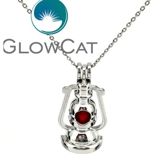 GLOWCAT KK628 Kerosene Lamp Beads Cage Essential Oil Diffuser Aroma Pearl Cage Locket Necklace for Akoya Oyster