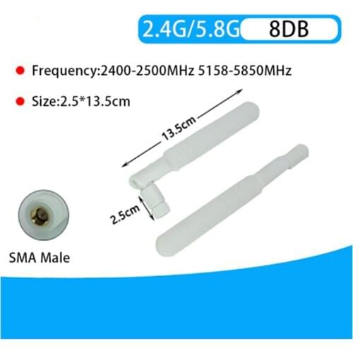 2.4G 5.8G extenal glue stick antenna dual band wifi bluetooth antenna SMA Bendable interface 8dbi high gain 2400-2500MHz