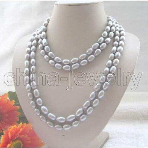Beautiful long strand 80" 10-11mm gray baroque freshwater pearl necklace