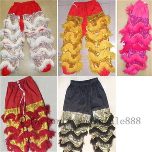 Hot Advertising Chinese Lion Dance Costume Pants Festival New Year Clothes Cosplay Party Game Dress Adults Size Handmade 6 Color