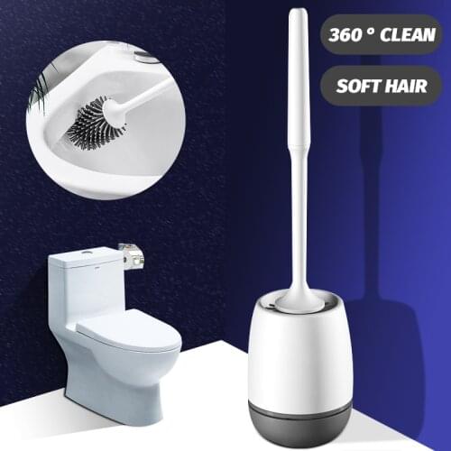 Silicone Soft Toilet Brush Rubber Head Wall-mounted or Floor-standing Toilet Brush Household Cleaning Tool Bathroom Accessories