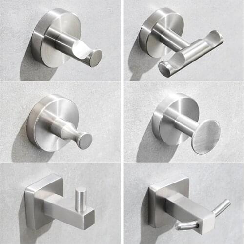 Stainless Steel Wall Hook for Bathroom Kitchen Coat Hook Towel Hooks for Shower Circle SUS304 Cloth Hook Bathroom Hanger