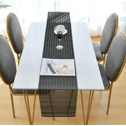 Fyjafon Table Runner PVC Non-Slip Hollow out Table Runners Kitchen Cafe Hotel Table Runner for Family Dinner Black White