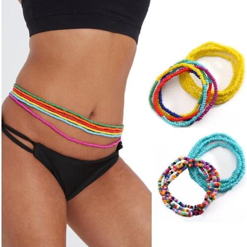New Fashion Double Bead Belly Waist Chains Women Sexy Bikini Beach Body Jewelry Strand Charms Vintage Waistband