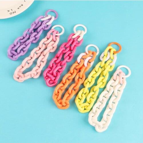 New Multicolorful Beads Chains Keyring Label Hand Tag Connector Links Key Chain Women Phone Airpods Bag Keychains Jewelry