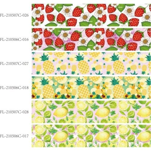 50 yards/lot) New arrival 38mm strawberry pineapple lemon patterns fruit ribbon