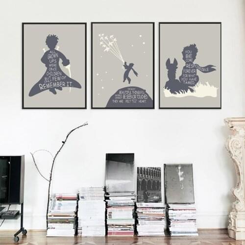 The Little Prince Canvas Painting Cartoon Figure Wall Art Movie Quote Poster and Print Nordic Children Room Kids Room Decor