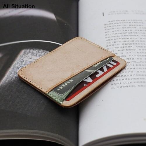 Luxury Mini Credit Card Wallet Ladies First Layer Cow Leather Top End Men Retro Thin ID Bus Card Set Fog Color Slim Small Purses